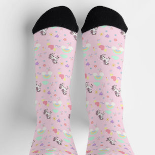 Chaussette Unicorne rose magique princesse fille d'anniversai