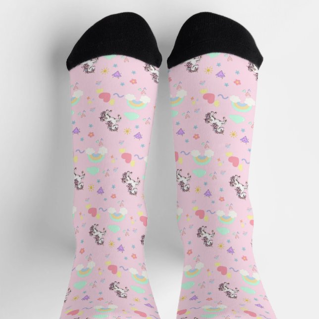 Chaussette Unicorne rose magique princesse fille d'anniversai (Haut)