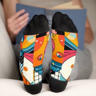 Chaussette Unisex Crew Sock - Conception géométrique colorée