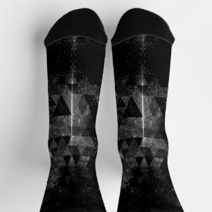 Chaussette Univers abstrait géométrique étincelant noir et bl