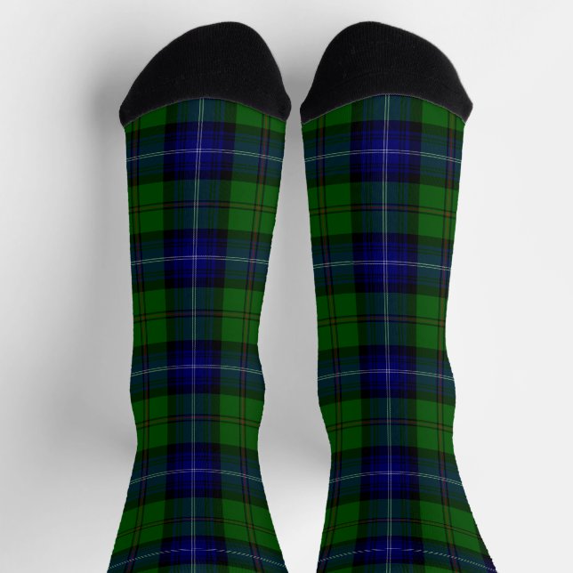 Chaussette Urquhart tartan bleu vert plaid (Haut)