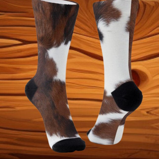 Chaussette Vache blanc Brown (Soft, stylish, and fun—perfect for animal lovers. Treat your feet today!)