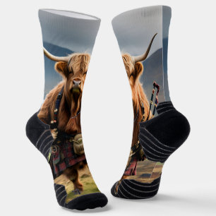 Chaussette Vache Highland Écossaise Joueur De Cornemuse,