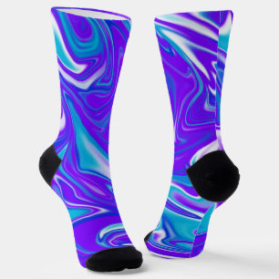 Chaussette Vagues célestes : Le marbre bleu blanc et violet
