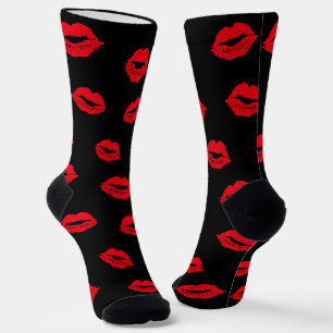 Chaussette Valentines Day Kisses Lipstick Kiss Mark
