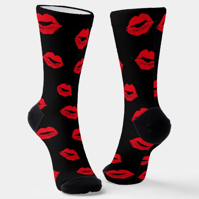Chaussette Valentines Day Kisses Lipstick Kiss Mark (Angulaire)