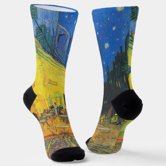Chaussette Van Gogh Café Terrasse Rue Française Scène (Angulaire)