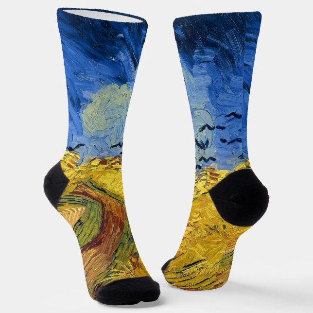 Chaussette Van Gogh Champs de blé Impressionniste Peinture (Angulaire)