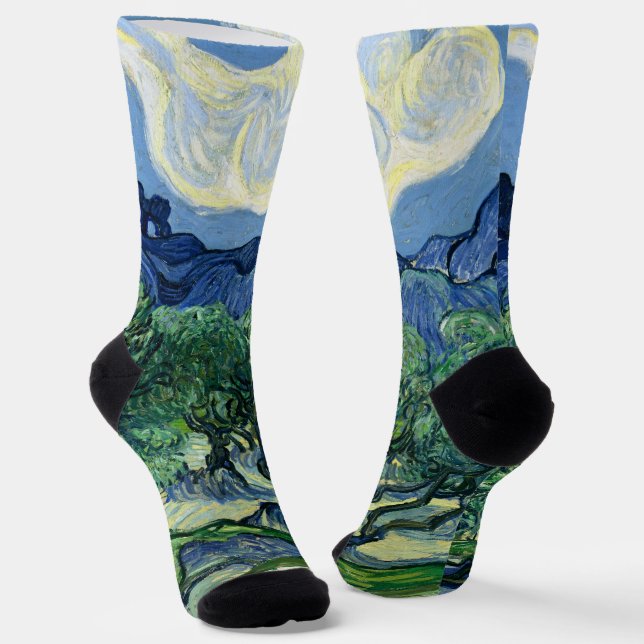 Chaussette Van Gogh La peinture paysagère des oliviers (Angulaire)
