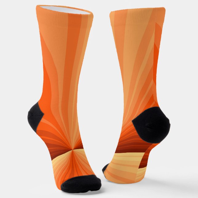 Chaussette Vanille rouge orange Abstraite moderne Fractale gr (Angulaire)