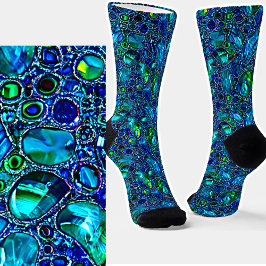 Chaussette Verre étincelant et pierres vertes bleues Iridesce
