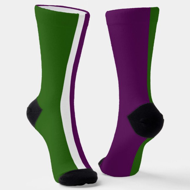 Chaussette Vert blanc violet couleur pâle Design de bloc de c (Créateur téléchargé)