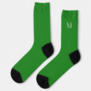 Chaussette vert forêt uni - ajoutez monogramme