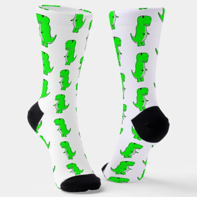 Chaussette Vert mignon Dino Blanc (Angulaire)