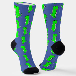 Chaussette Vert mignon Dino Blanc Bleu