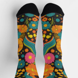 Chaussette Vibes Groovy des années 70 Motif Rétro