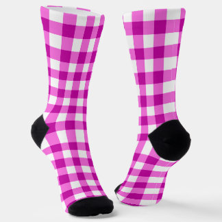 Chaussette Vibrant rose et blanc En vichy Motif