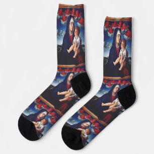 Chaussette Vierge Marie et Enfant Art Religieux Classique