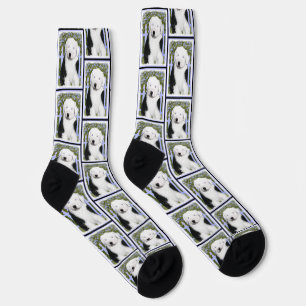 Chaussette Vieux anglais Sheepdog Puppy Painpy Pet Dog Art