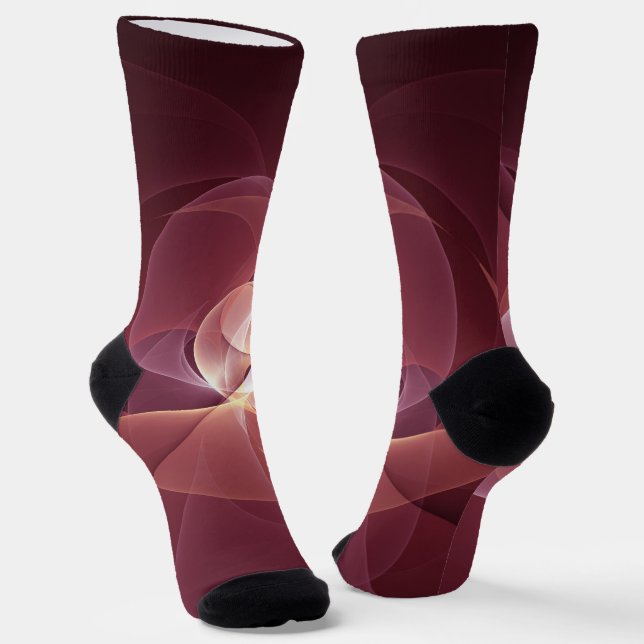 Chaussette Vin moderne élégant Abstrait Art fractal rouge (Angulaire)