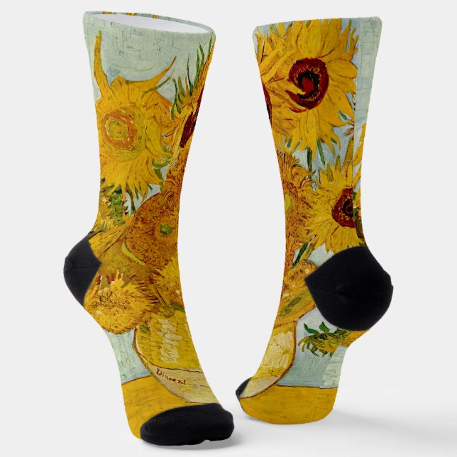 Chaussette Vincent Van Gogh 12 Tournesols Impressionniste (Angulaire)