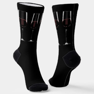 Chaussette Vins avec vin rouge sur noir