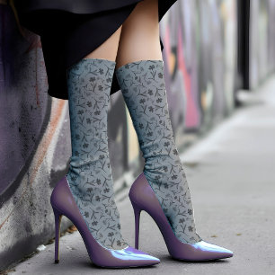 Chaussette Vintage motif floral chic élégant et gris élégant