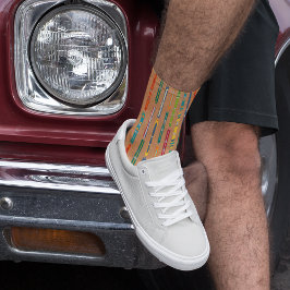 Chaussette Vintage Skis Light Brown Patterned