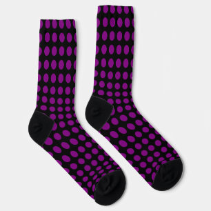 Chaussette Violet sur noir grand format Pois horizontaux