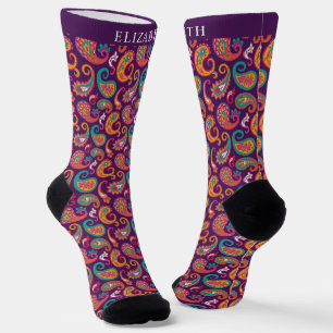 Chaussette Violet violet personnalisé Motif Paisley