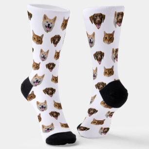Chaussette Visage personnalisé Chien, Chien Chat Maman Photo 