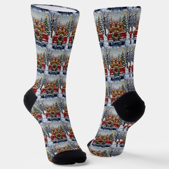 Chaussette Vizsla Christmas Red Truck Holiday (Angulaire)