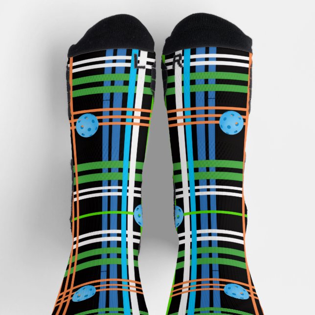 Chaussette Volée ou Rallye Pickleball à Carreaux - Noir et Bl (Haut)
