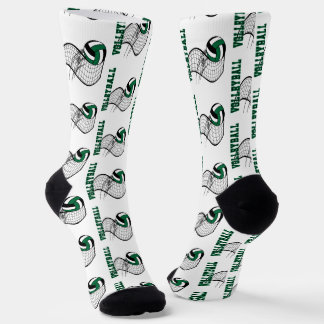 Chaussette Volleyball - Vert foncé, Noir et Blanc