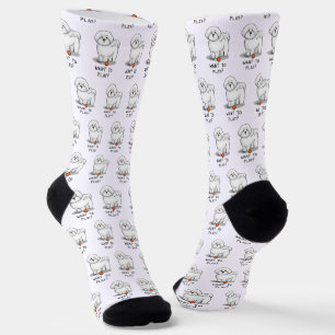Chaussette Vous voulez jouer ? Bichon Frise Chien avec balle