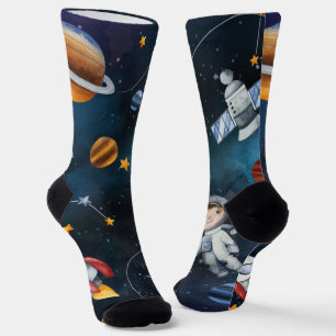 Chaussette Voyage dans l'espace Galaxie Étoiles Lune