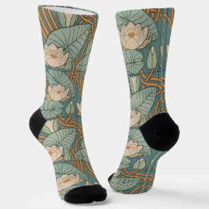 Chaussette Water Lys Lily Art Nouveau Nature