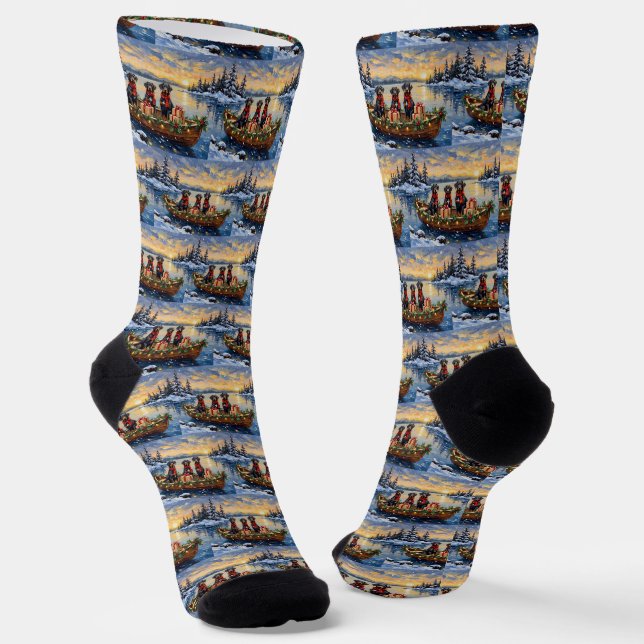 Chaussette Weimaraner Christmas Boat Holiday (Angulaire)