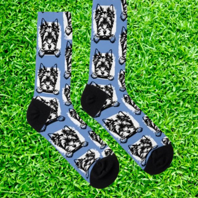 Chaussette Welsh Terrier Blue Chiot Thème personnalisé (Celebrate your love for Welsh Terrier Blue puppies with personalized theme socks. Add a unique touch)