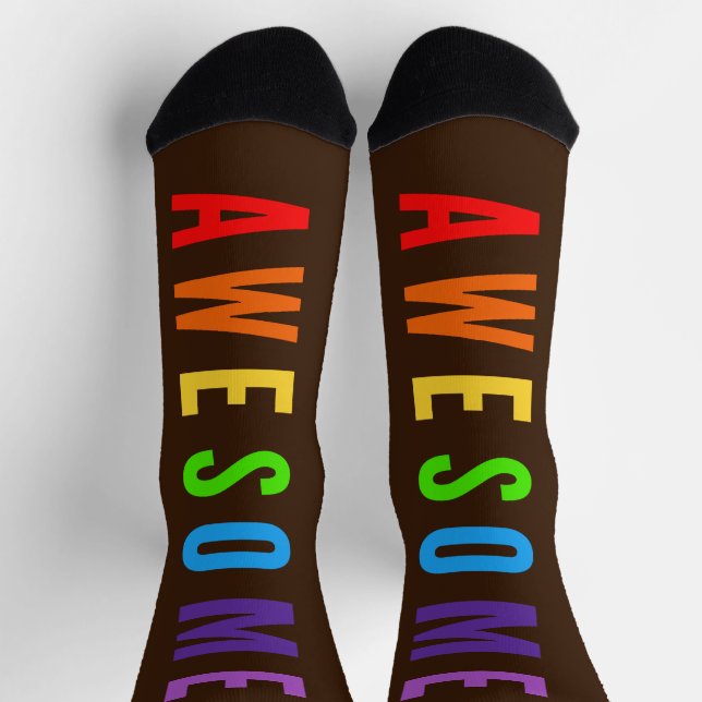 CHAUSSETTE WESOMOMY POSTIVE HAPPY UPLIFTING TEXT RAINBOW BROW (Haut)