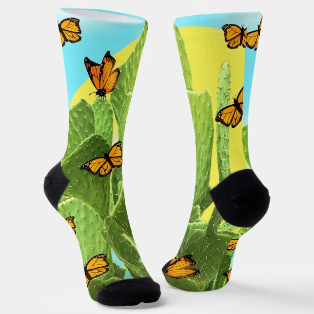 Chaussette Whimsical Cactus And Butterflies (Angulaire)