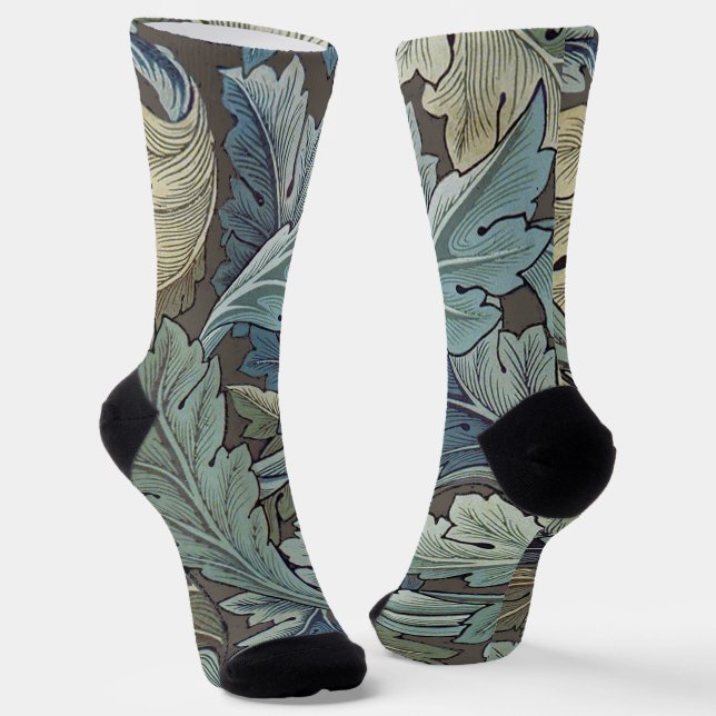 Chaussette William Morris Acanthus Sage Fleur Floral Botaniqu (Angulaire)