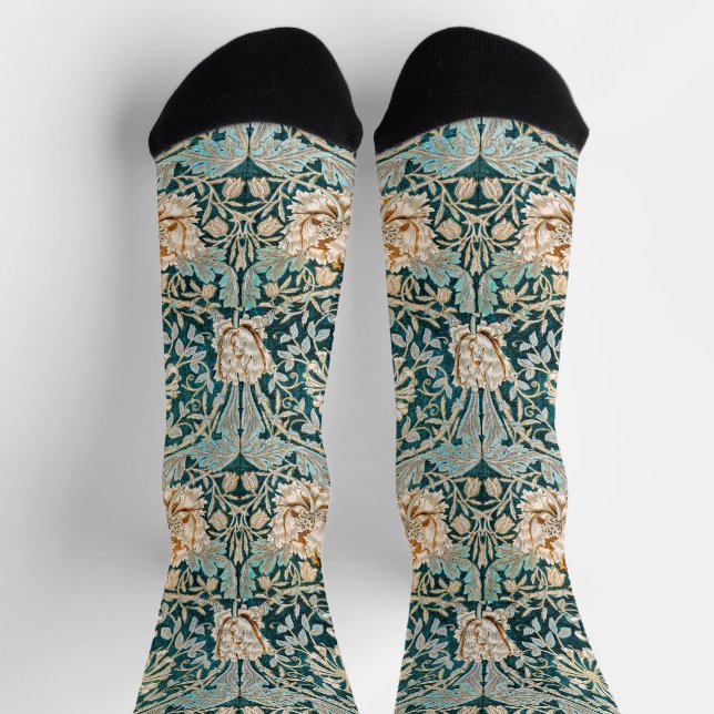 Chaussette William Morris Antique Honeysuckle Motif Floral (Haut)