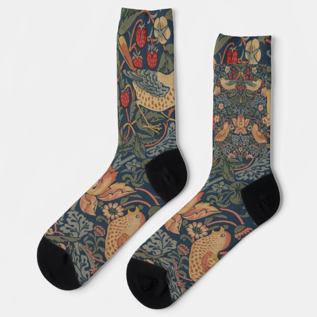 Chaussette William Morris Fraise Voleurs Oiseaux (Gauche)