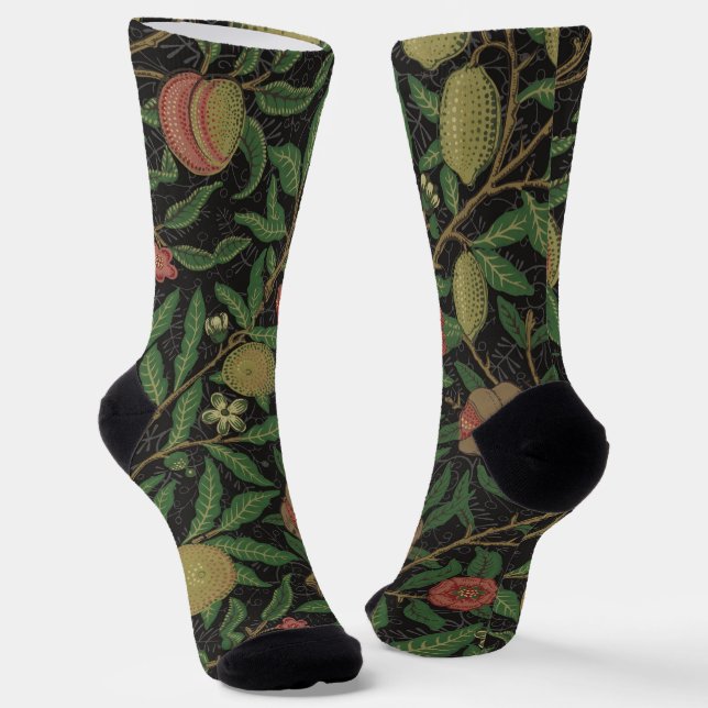 Chaussette William Morris grenade classique fruits (Angulaire)