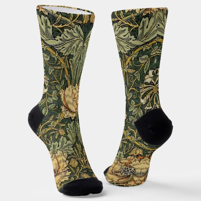 Chaussette William Morris Honeysuckle Vert Floral (Angulaire)