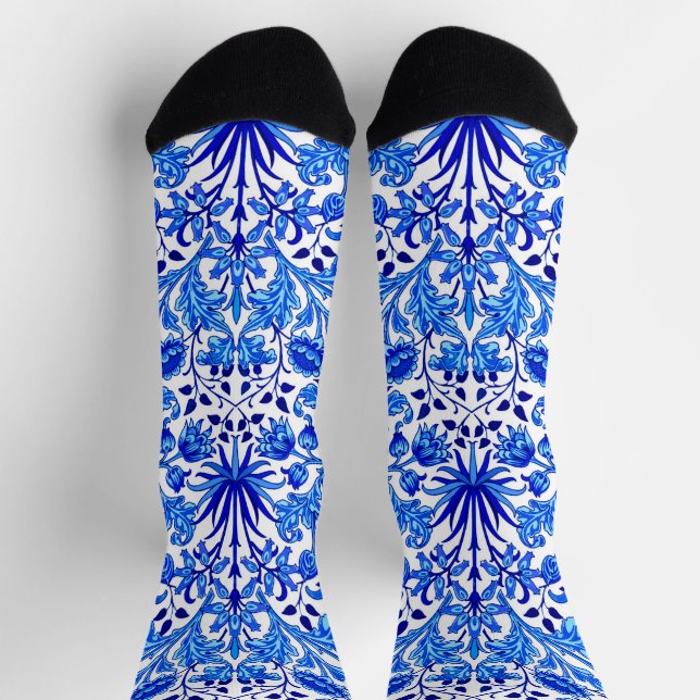 Chaussette William Morris Hyacinth Print, Cobalt Blue & White (Haut)