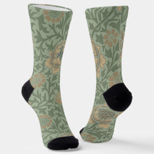 Chaussette William Morris motif floral Grafton vert sauge