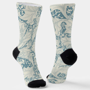Chaussette William Morris Wallflower bleu damas floral