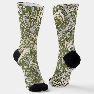 Chaussette : William Morris Windrush Motif Vert : Vintage